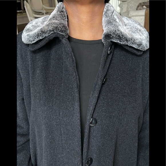 NWOT BARRAYA Wool/Cashmere Women’s Charcoal Gray Coat Sz 12 - Picture 4 of 11